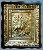 №14472 Георгій Побідоносець Св. Вмч. на коне ікона мала в ризі 45х38 см