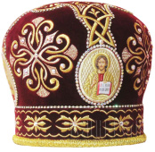 №7063 Митра бордовая tr золотая нить