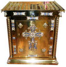 №1852 Панахидний стіл (канун) розбірний з кришкою на 100 свічок булатний